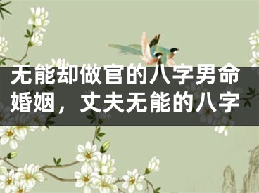 无能却做官的八字男命婚姻,丈夫无能的八字