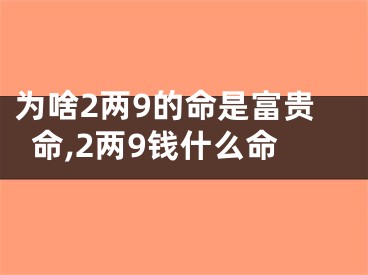 为啥2两9的命是富贵命,2两9钱什么命