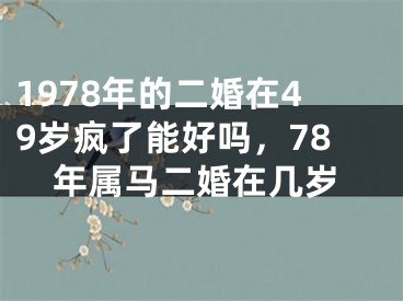 1978年的二婚在49岁疯了能好吗,78年属马二婚在几岁