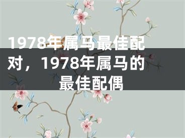 1978年属马最佳配对,1978年属马的最佳配偶
