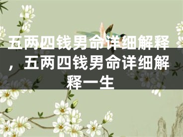 五两四钱男命详细解释,五两四钱男命详细解释一生