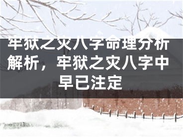 牢狱之灾八字命理分析解析,牢狱之灾八字中早已注定
