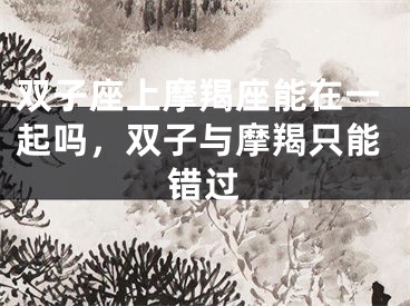 双子座上摩羯座能在一起吗,双子与摩羯只能错过