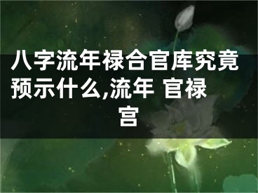 八字流年禄合官库究竟预示什么,流年 官禄宫