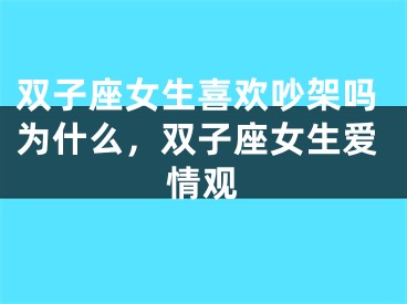 双子座女生喜欢吵架吗为什么,双子座女生爱情观