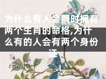 为什么有人会同时拥有两个生肖的命格,为什么有的人会有两个身份证