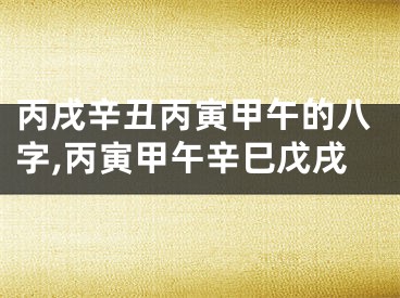 丙戌辛丑丙寅甲午的八字,丙寅甲午辛巳戊戌