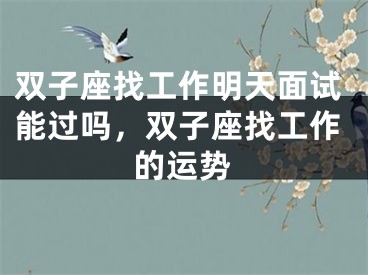 双子座找工作明天面试能过吗，双子座找工作的运势