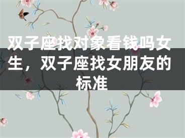 双子座找对象看钱吗女生,双子座找女朋友的标准