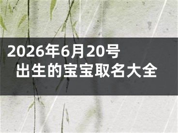 2026年6月20号出生的宝宝取名大全
