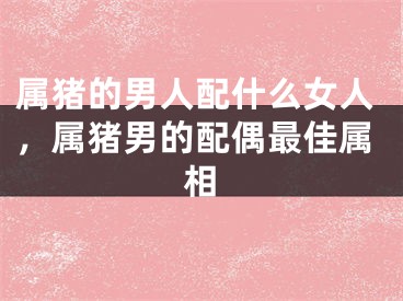 属猪的男人配什么女人,属猪男的配偶最佳属相