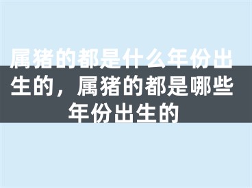 属猪的都是什么年份出生的,属猪的都是哪些年份出生的