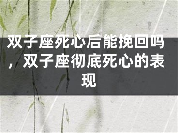 双子座死心后能挽回吗，双子座彻底死心的表现