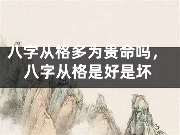 八字从格多为贵命吗，八字从格是好是坏