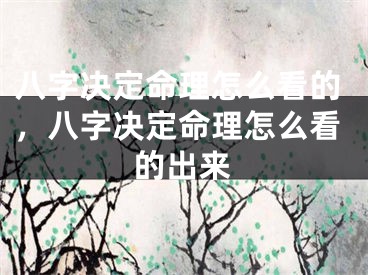 八字决定命理怎么看的，八字决定命理怎么看的出来