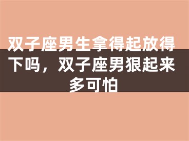 双子座男生拿得起放得下吗，双子座男狠起来多可怕