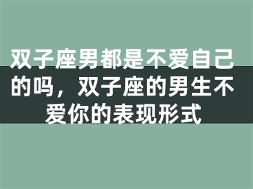 双子座男都是不爱自己的吗，双子座的男生不爱你的表现形式