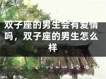 双子座的男生会有爱情吗,双子座的男生怎么样