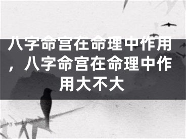 八字命宫在命理中作用，八字命宫在命理中作用大不大