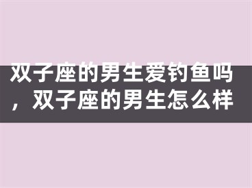 双子座的男生爱钓鱼吗，双子座的男生怎么样