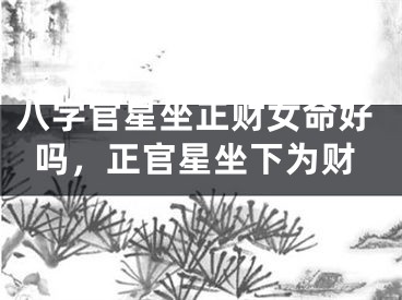 八字官星坐正财女命好吗,正官星坐下为财