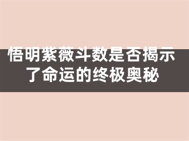 悟明紫薇斗数是否揭示了命运的终极奥秘