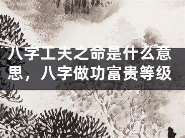 八字工夫之命是什么意思，八字做功富贵等级
