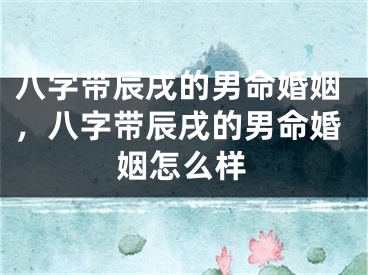 八字带辰戌的男命婚姻,八字带辰戌的男命婚姻怎么样