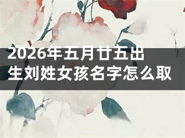 2026年五月廿五出生刘姓女孩名字怎么取