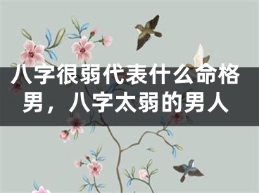 八字很弱代表什么命格男，八字太弱的男人