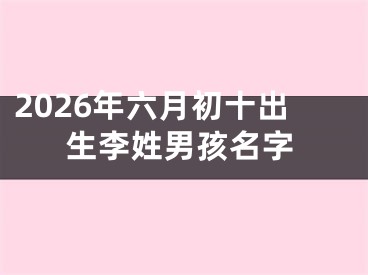 2026年六月初十出生李姓男孩名字