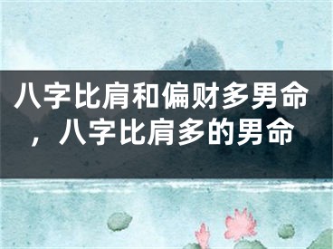 八字比肩和偏财多男命，八字比肩多的男命