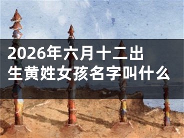 2026年六月十二出生黄姓女孩名字叫什么
