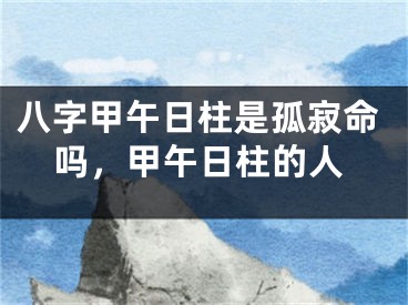 八字甲午日柱是孤寂命吗，甲午日柱的人