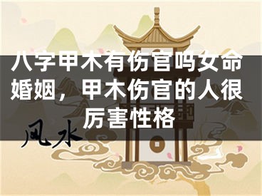 八字甲木有伤官吗女命婚姻，甲木伤官的人很厉害性格