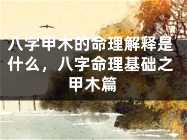 八字甲木的命理解释是什么，八字命理基础之甲木篇