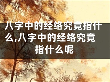 八字中的经络究竟指什么,八字中的经络究竟指什么呢