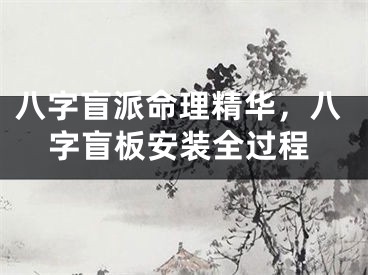 八字盲派命理精华,八字盲板安装全过程