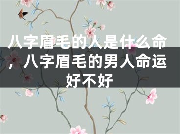八字眉毛的人是什么命，八字眉毛的男人命运好不好