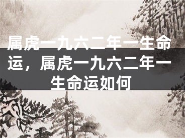 属虎一九六二年一生命运，属虎一九六二年一生命运如何