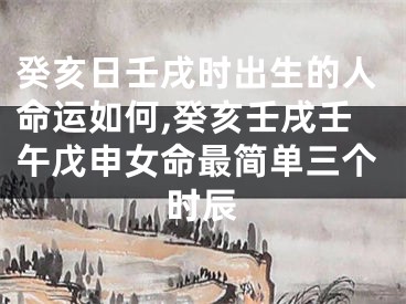癸亥日壬戌时出生的人命运如何,癸亥壬戌壬午戊申女命最简单三个时辰