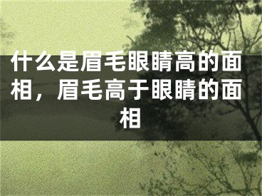什么是眉毛眼睛高的面相,眉毛高于眼睛的面相