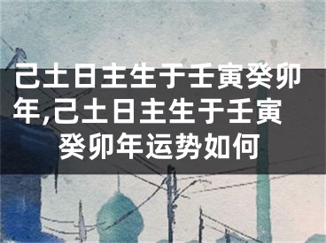 己土日主生于壬寅癸卯年,己土日主生于壬寅癸卯年运势如何