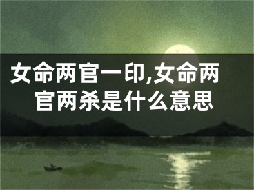 女命两官一印,女命两官两杀是什么意思
