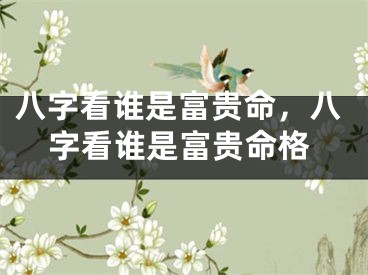 八字看谁是富贵命,八字看谁是富贵命格