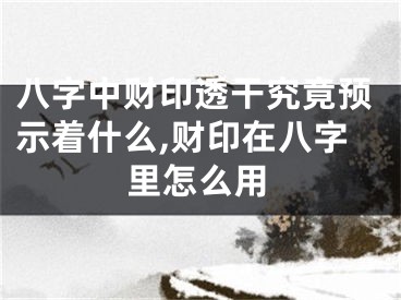 八字中财印透干究竟预示着什么,财印在八字里怎么用