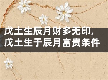 戊土生辰月财多无印,戊土生于辰月富贵条件