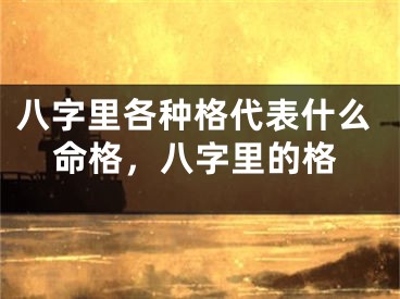 八字里各种格代表什么命格，八字里的格
