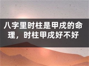 八字里时柱是甲戌的命理，时柱甲戌好不好