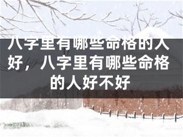 八字里有哪些命格的人好,八字里有哪些命格的人好不好
